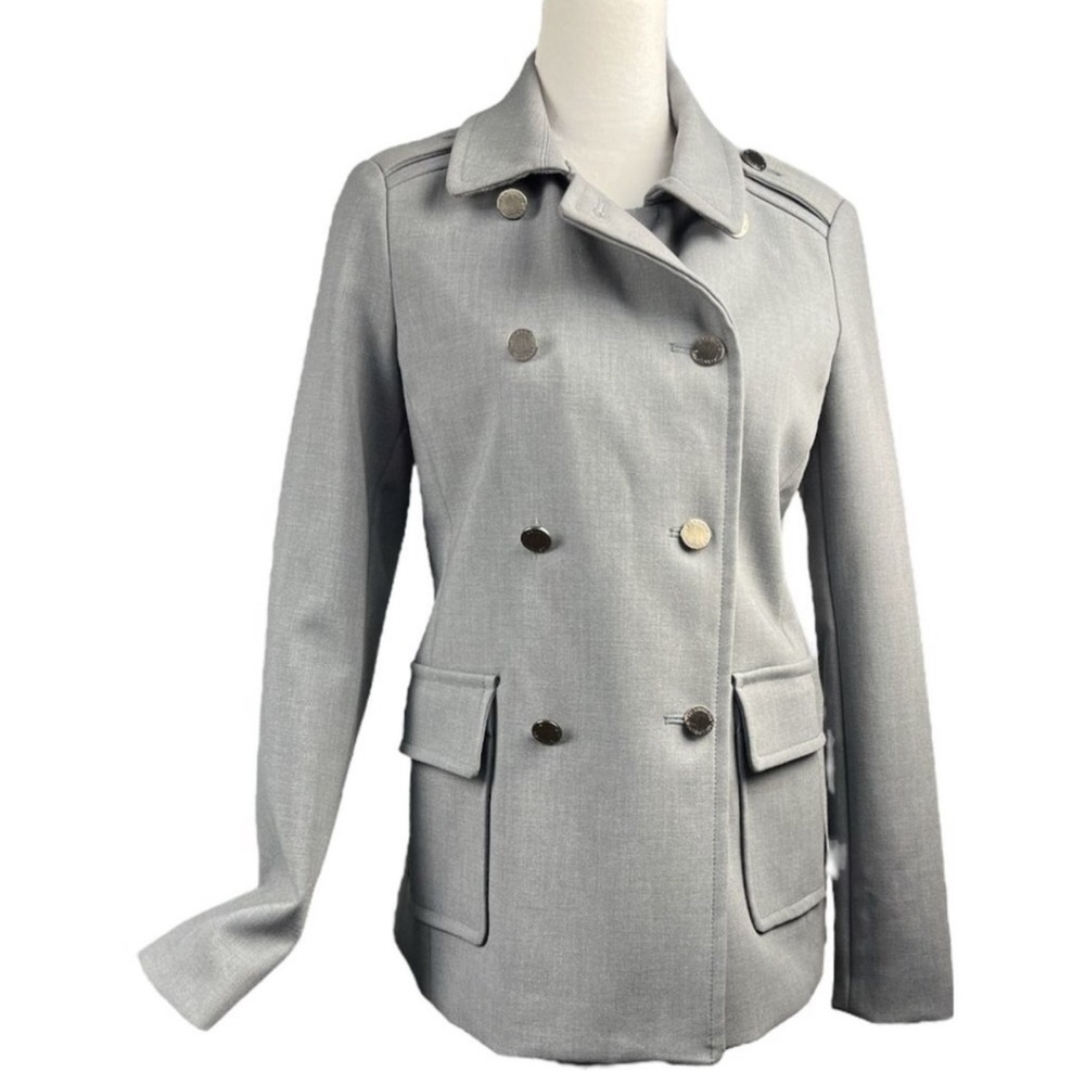 Liz Claiborne Double Breasted Military Style Jacket in light Grey size small